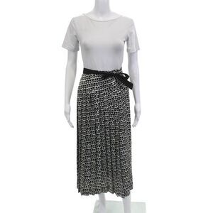 Zaikamoya Womens Pleated Wrap Skirt Black 100% Polyester Midi Size L